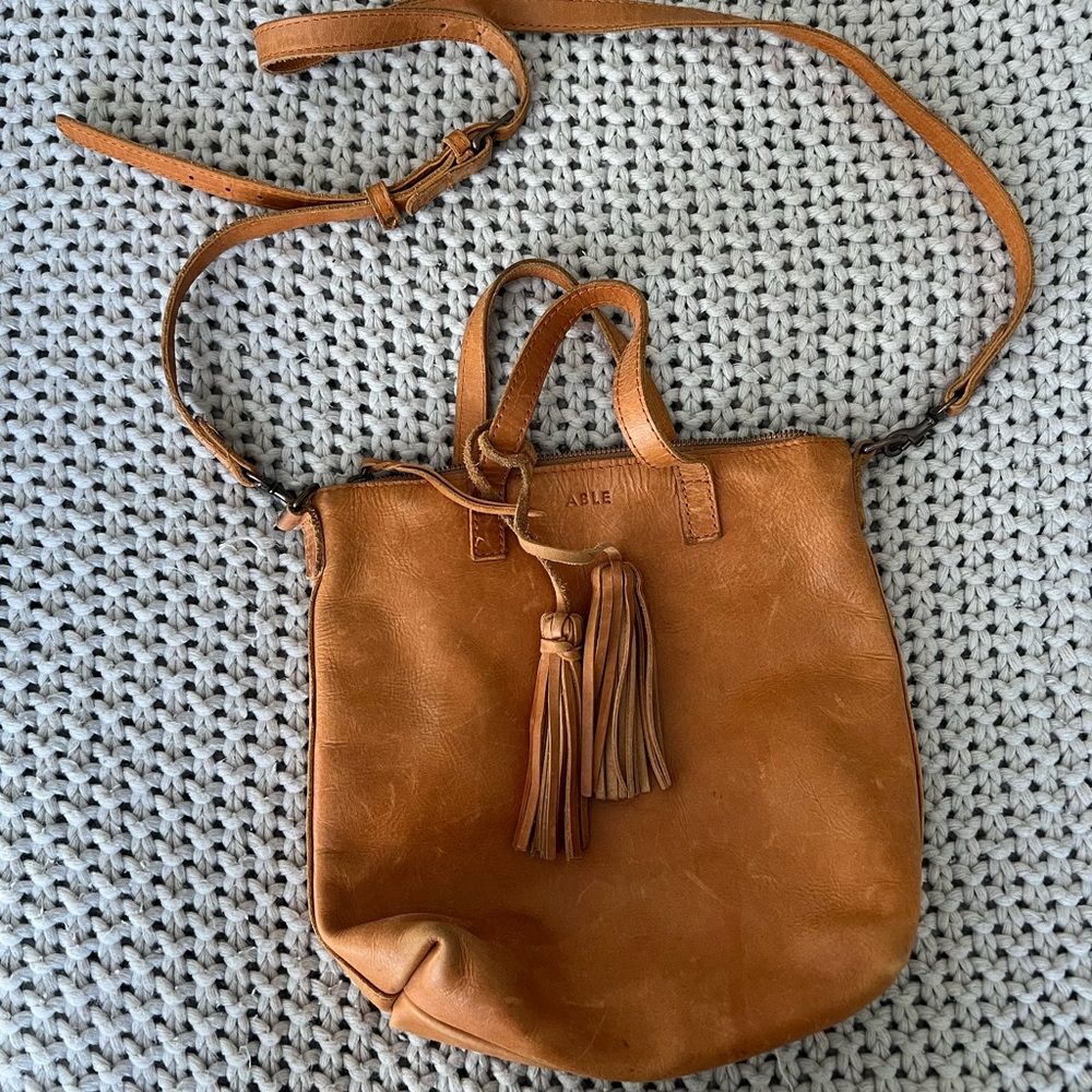 Able Tan Leather Women's Bag - Abera Commuter Crossbody - GUC